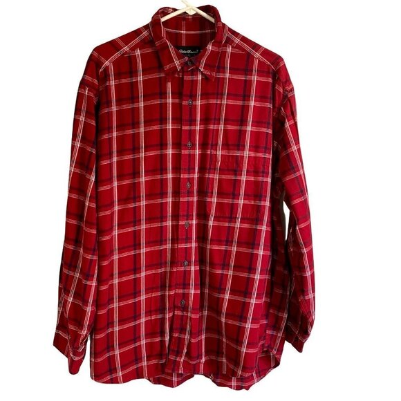Eddie Bauer Long Sleeve Red Button Down Shirt Mens Large - Picture 3 of 10